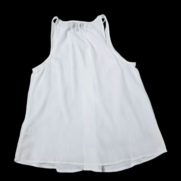 Lumiere Womens Blouse White Size Medium 100% Polyester Pullover Sleeveless Deep - Picture 2 of 12